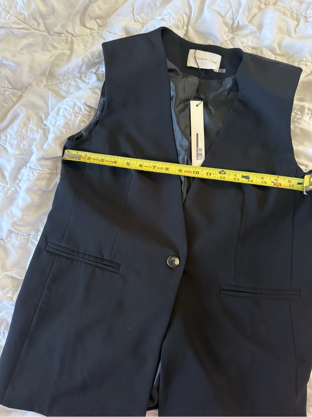 Mustard Seed Black Longline Vest Blazer NWT Size M One Button Lined - Picture 5 of 5